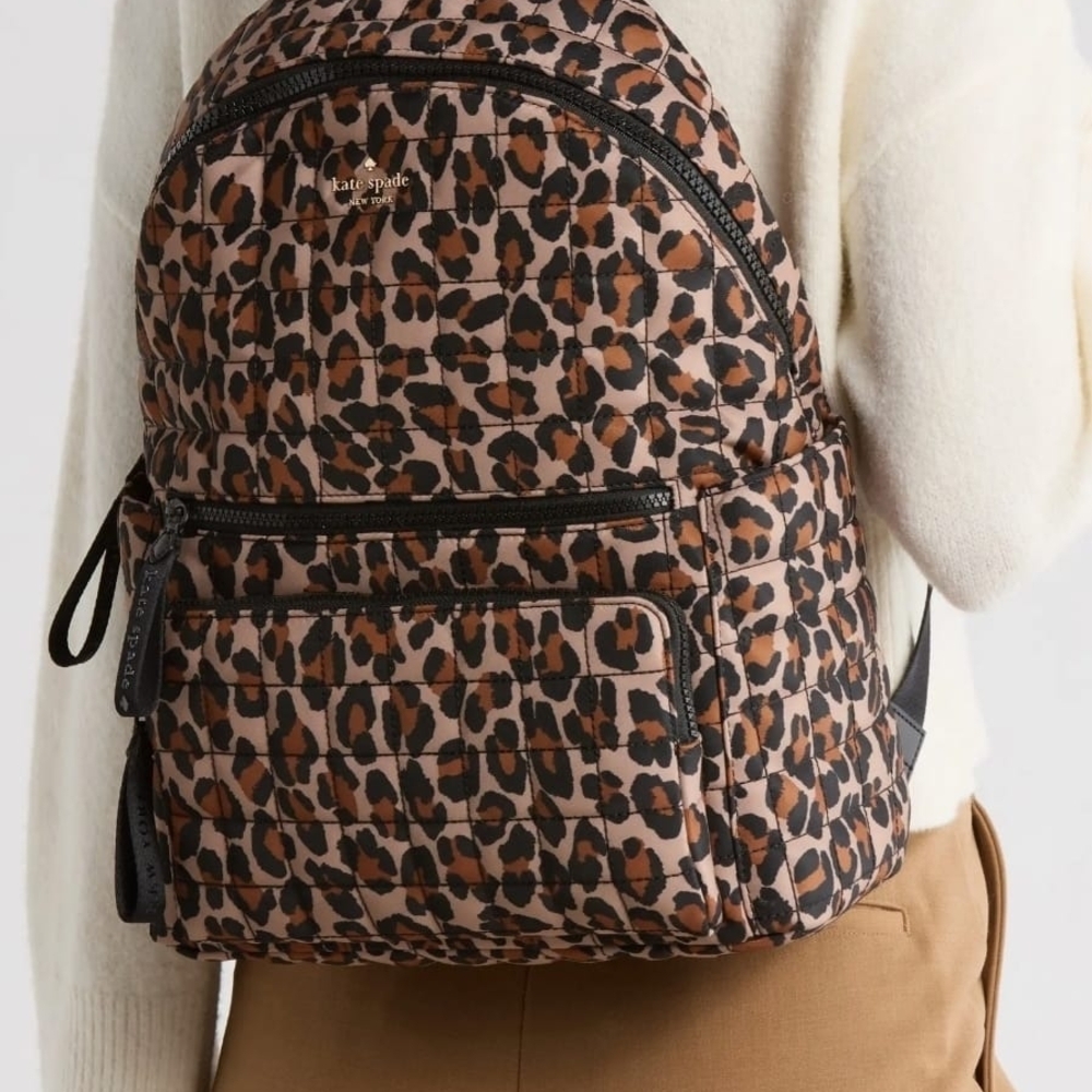 kate spade Leopard Quilted Backpack - Brown/Black